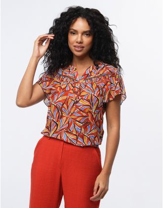 Blouse chic voile rouge