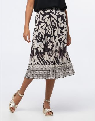 Jupe plissée beige motif