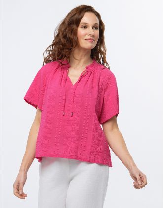 Blouse ample coton rose