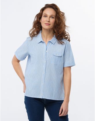 Chemise coton rayé bleu