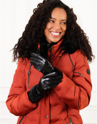 Gants noir laqué