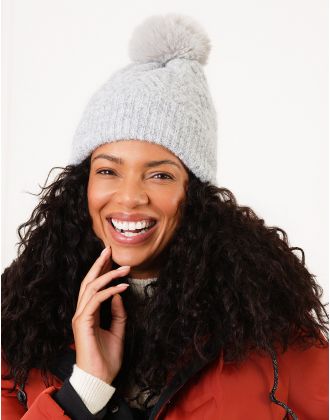 Bonnet gris pompon