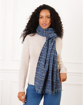 Echarpe tweed bleu
