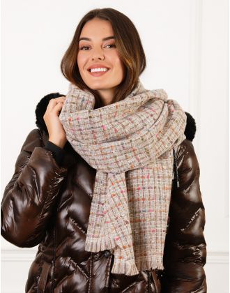 Echarpe tweed beige