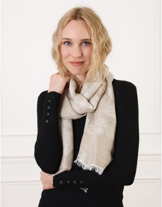 Foulard chic beige motif