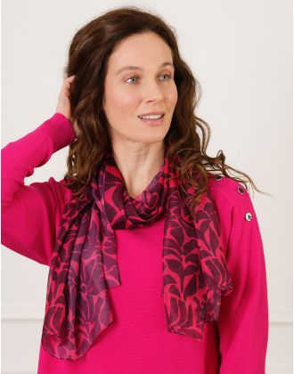 Foulard rose motif fleur