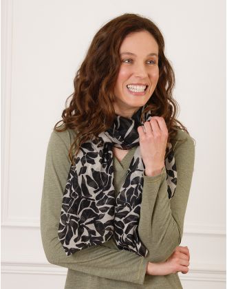 Foulard noir motif fleur