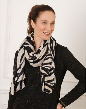 Foulard noir motif zèbre