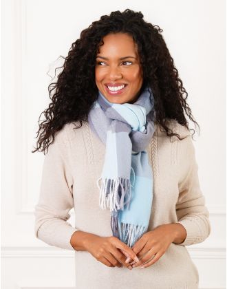 Echarpe carreaux bleu