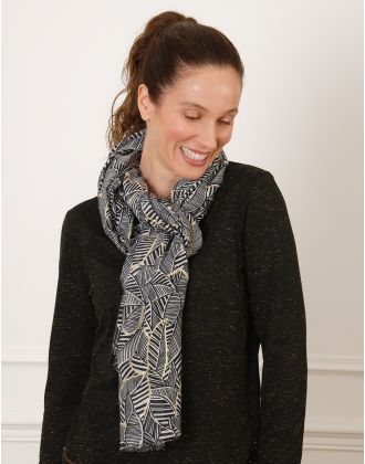 Foulard noir feuilles