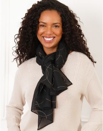 Foulard noir pois doré