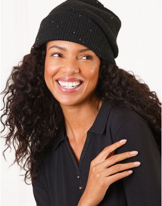 Bonnet laine noir sequins