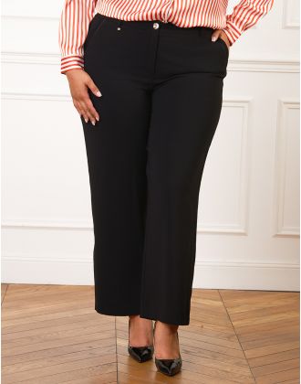 Pantalon large noir crêpe