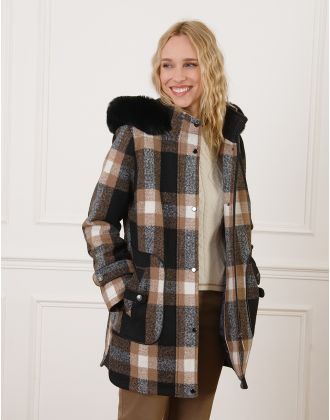 Manteau carreaux noir
