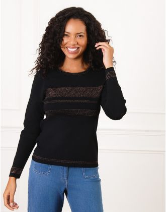 Pull col rond noir