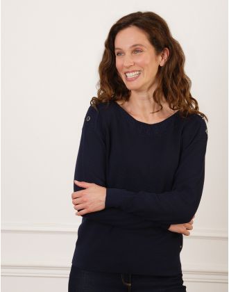 Pull maille fine marine