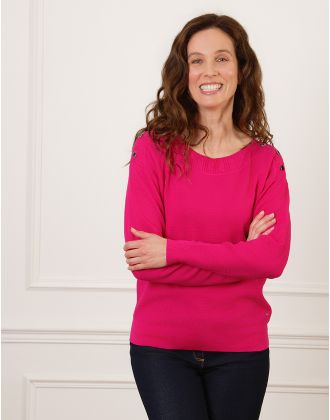 Pull maille fine fuchsia