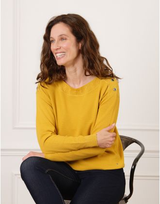 Pull maille fine ocre