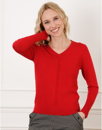 Pull col V rouge