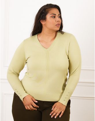 Pull col V vert anis