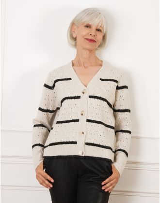 Cardigan laine rayures