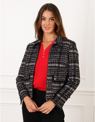 Veste courte tweed noir