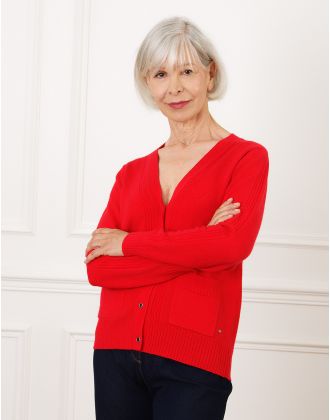 Cardigan rouge boutons
