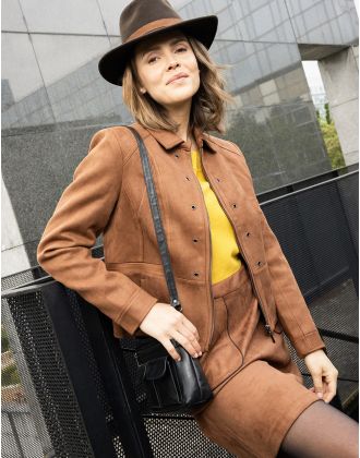 Veste chic suédine camel