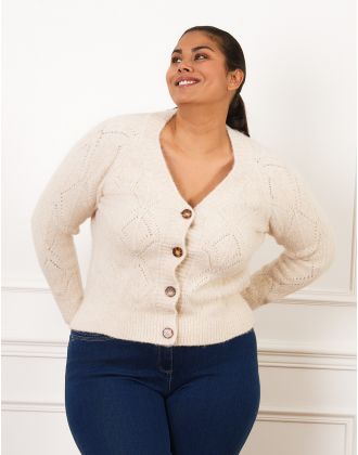 Gilet maille bouton beige