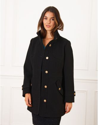 Manteau chic noir boutons