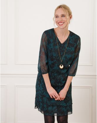 Robe voile motif végétal