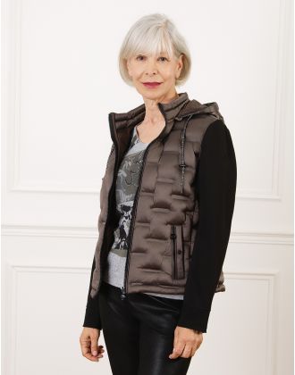 Veste bi-matière chocolat