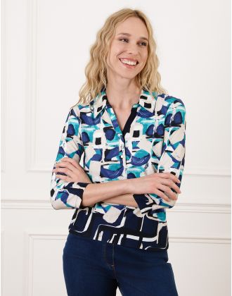 T-shirt polo motif bleu