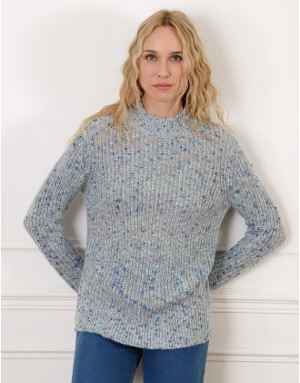 Pull bleu moucheté