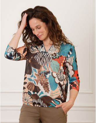 T-shirt fleur marron