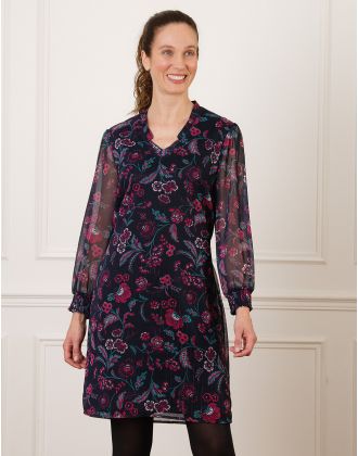 Robe motif floral rose