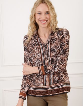 Blouse marron animalier