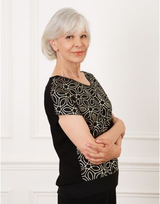 T-shirt noir motif doré