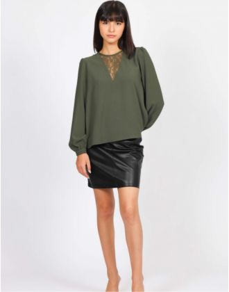 Blouse kaki dentelle