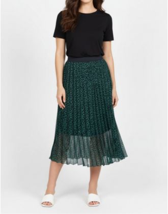 Jupe plissée motif vert
