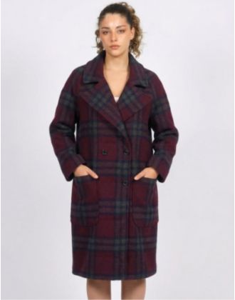 Manteau carreaux marine
