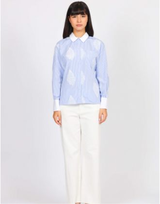 Chemisier bleu ciel motif