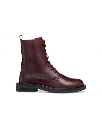 Bottines lacet cuir rouge