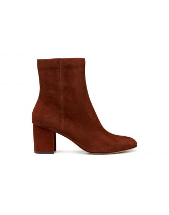 Bottines talon daim rouge
