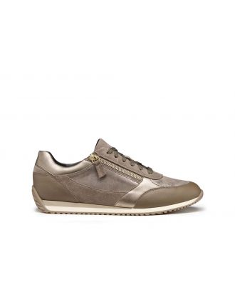 Baskets zip cuir beige