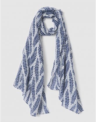 Foulard feuillage bleu