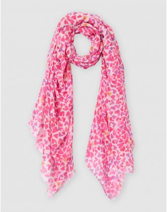 Foulard motif coeur rose