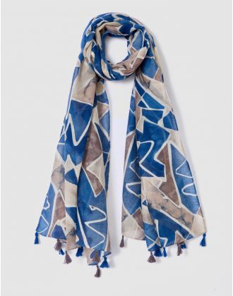 Foulard motif bleu brun