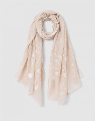 Foulard brodé beige