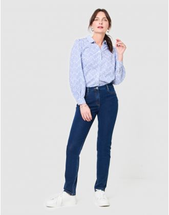 Jean ajusté coton bleu